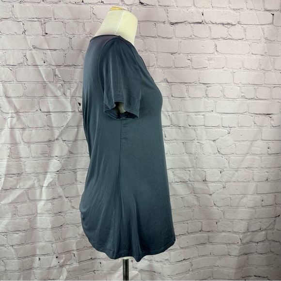 NWT entro boutique med grey crisscross v-neck basic modal top neutral layering - Picture 4 of 13